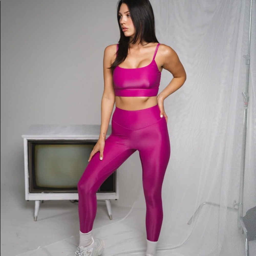 Balance Athletica liquid metal pant, hot pink, medium